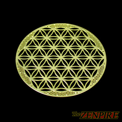 Flower Of Life - Sacred Geometric Disc - Brass Coaster