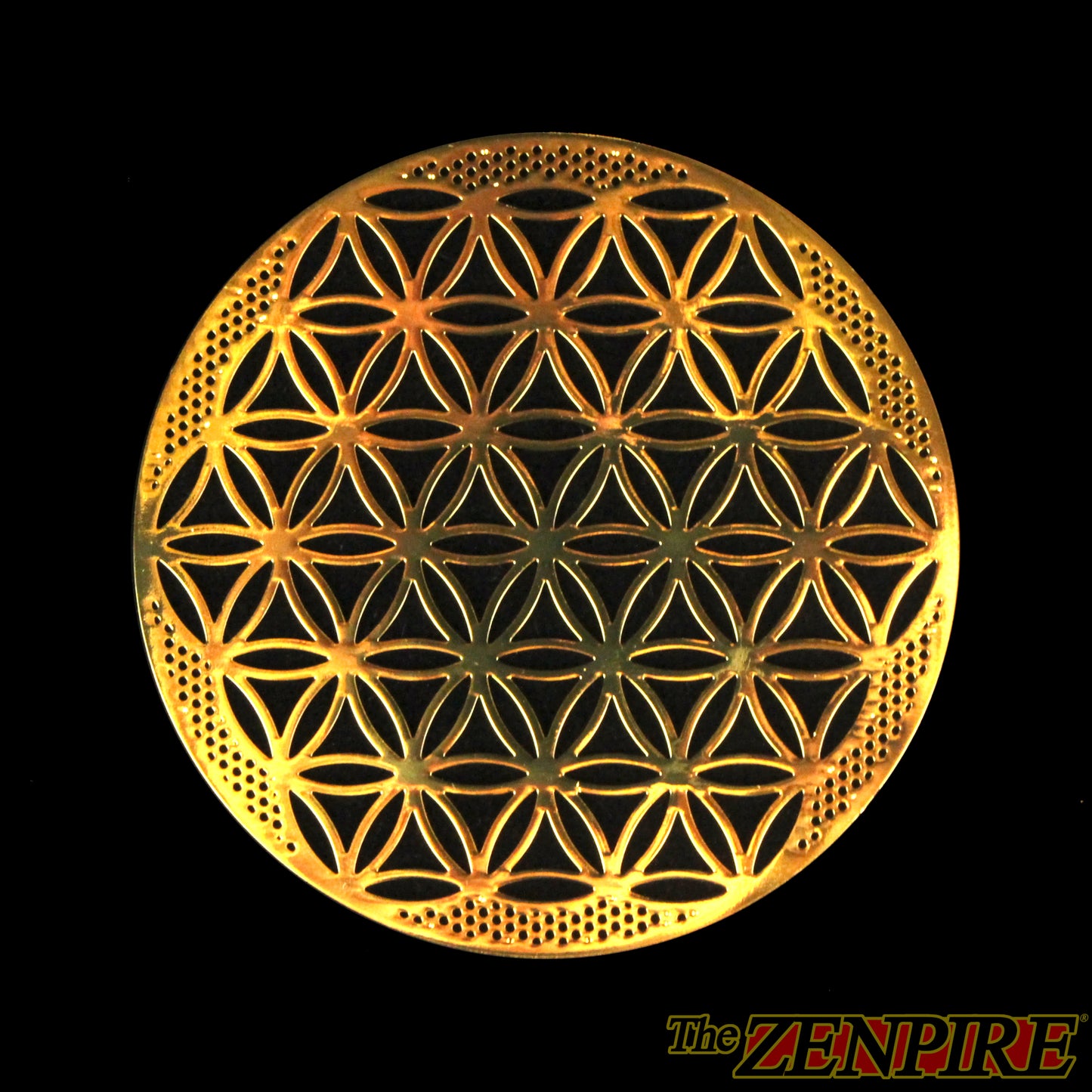 Flower Of Life - Sacred Geometric Disc - Brass Coaster