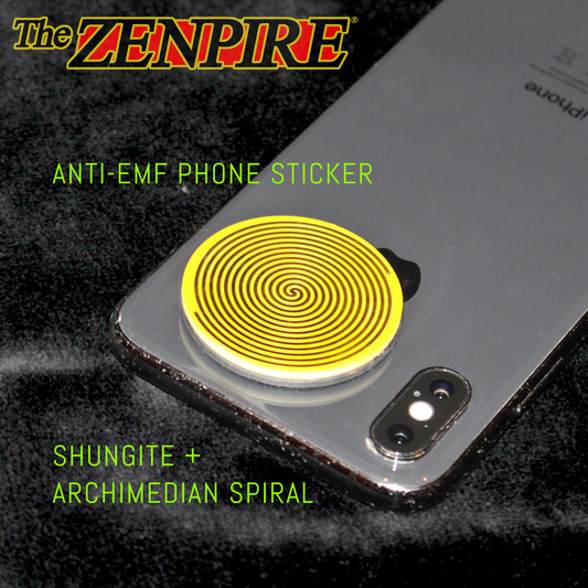 SHUNGITE COIL - ANti-EMF Phone Sticker - Double Archimedean Spiral + Shungite Combo