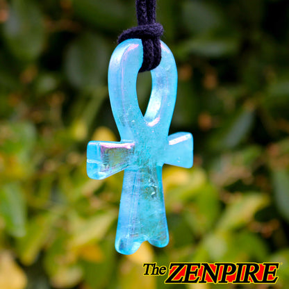 atlantean ankh spiritual tool made from clear quartz and aura bonded with gold
