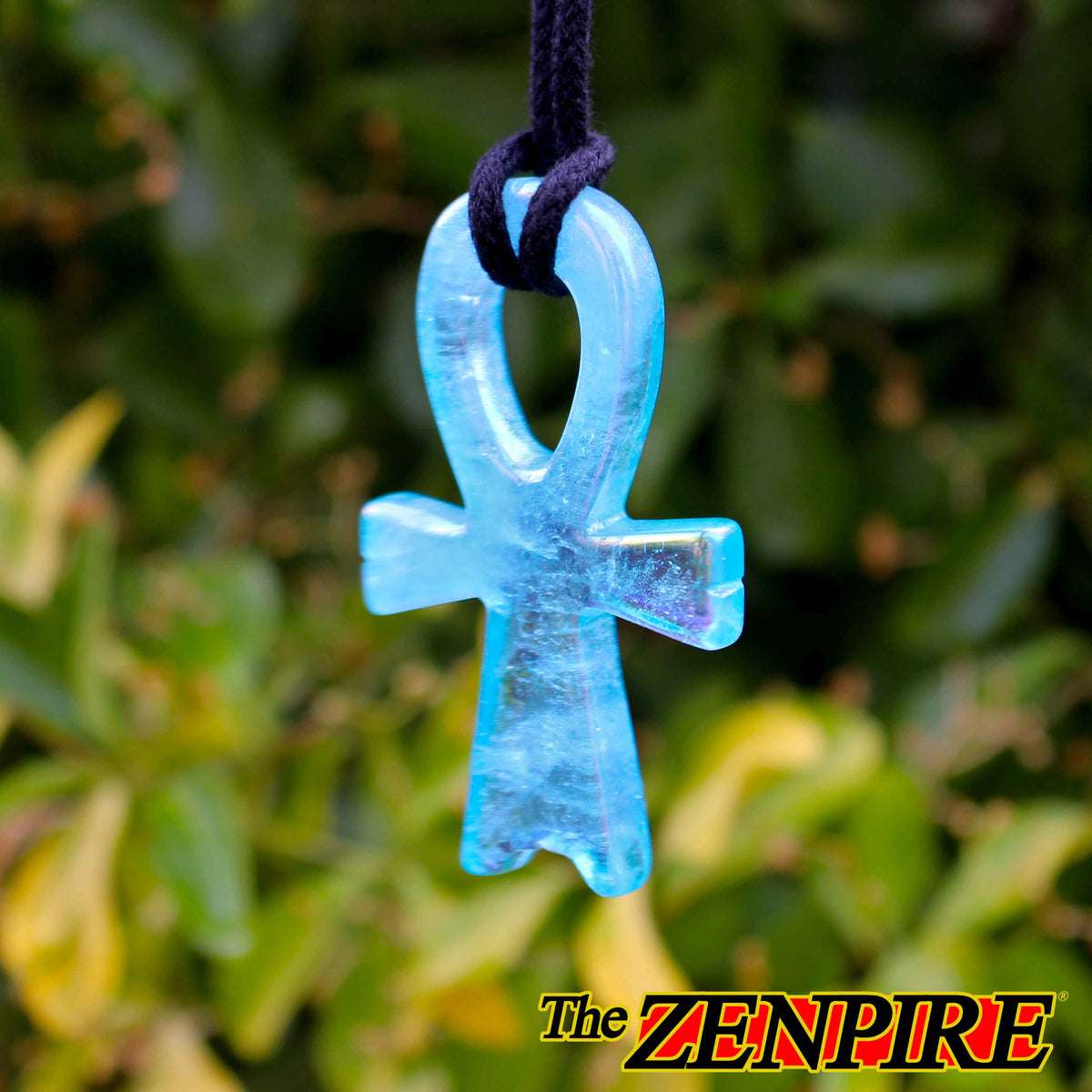 ankh of Atlantis pendant made from clear quartz aura coated