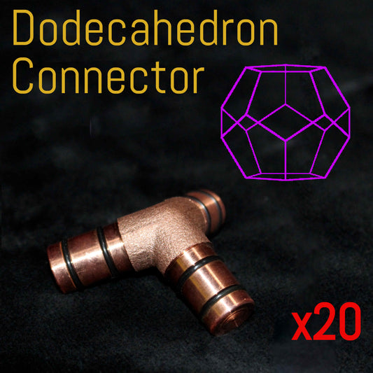 solid copper connector piece used to build your own room-size copper healing dodecahedron pyramid for meditation.