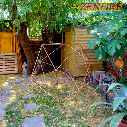 A copper icosahedron for meditating in the garden