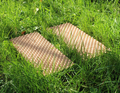 a beech wood acupressure board set on the grass for healing